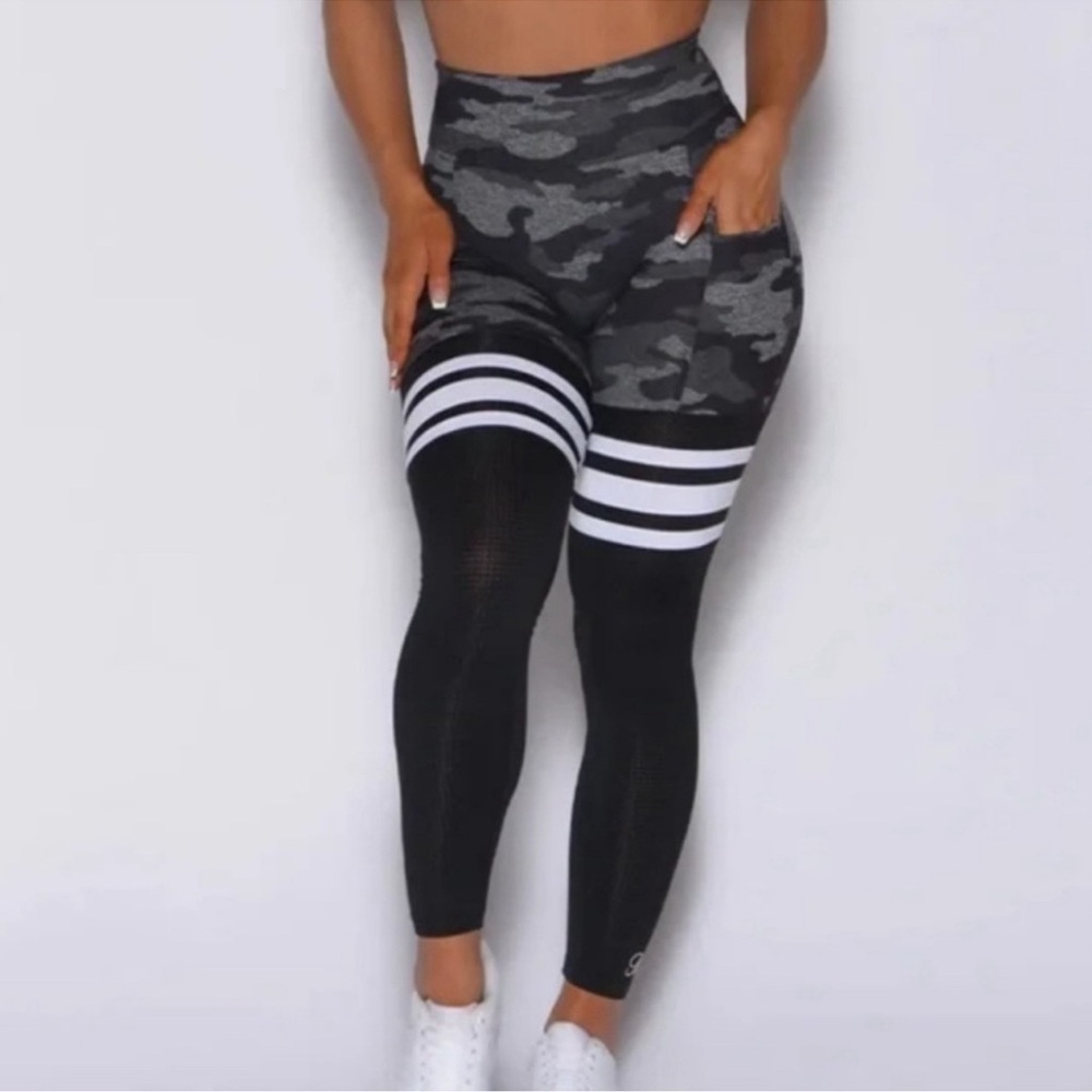 Bombshell Sportswear Black and Gray Thigh High Camo Leggings